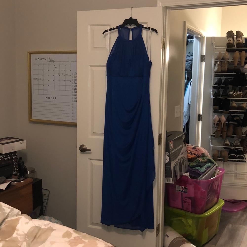 David’s Bridal halter neck bridesmaid dress